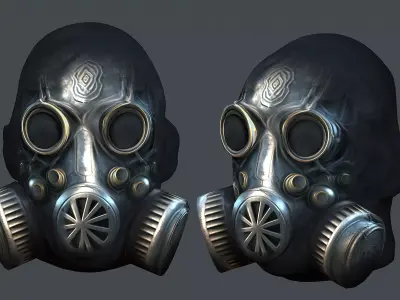Gas mask helmet scifi Low-poly character art game space Low-poly 3D model 2