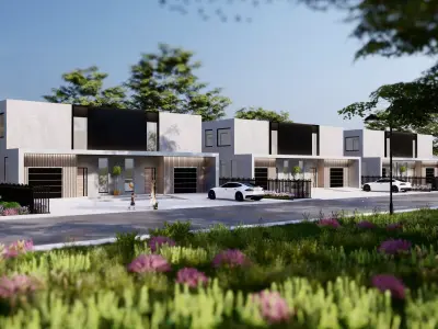 Modern Duplex House 3D Model Residential Architecture Exterior  3D model
