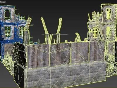 ruined city  Low-poly 3D model