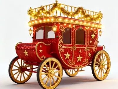 Stylized Festive Carnival Carriage 3D Model Low-poly 3D model