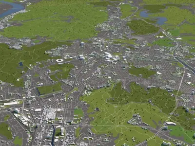 Busan South Korea 50x50km 3D model