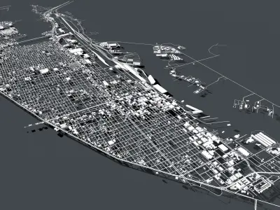 Cityscape Galveston USA 3D model