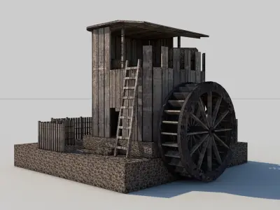 Old Mill House Low-poly 3D model
