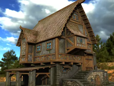 village house Low-poly 3D model get