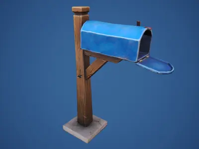 Stylized Village Mailbox Low-poly 3D model