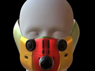 Gas mask helmet 3d model scifi Low-poly  Low-poly 3D model 215