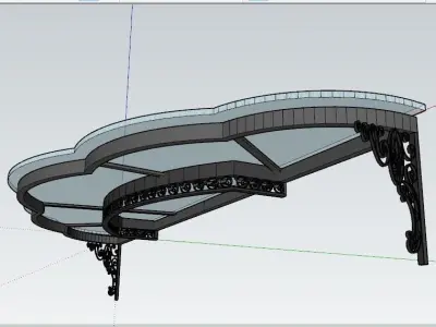 Iron Glass Roof Art Mounted Villa Facade 3D model 3D model