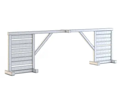 Wooden Wall Fence 3D model