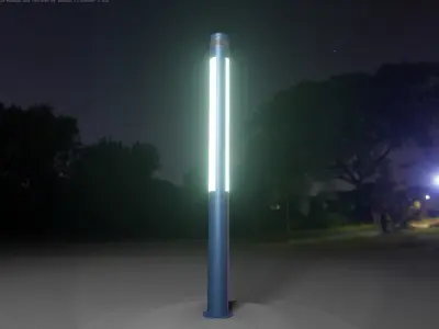 Low-Poly Blue Light Column 23 - Street Light Set-9 Low-poly 3D model
