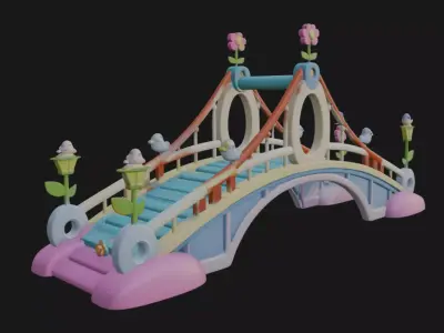 Pixal style cartoony bridge 3d model 3D model