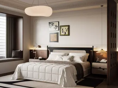 French Style Bedroom 3D Model 3D model