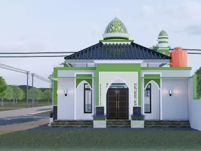 Architecture Modern Minimalist Mosque Mushola Room Prayer  3D model