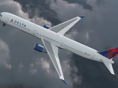  Delta Air Lines Boeing 767-400 with Cabin and Doors Rigged for Cinema 4D 