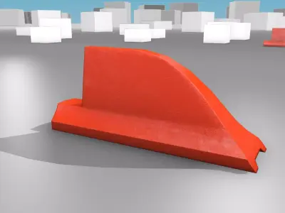 White and Red Road Traffic Barrier - Part 3 - Low-poly 3D model