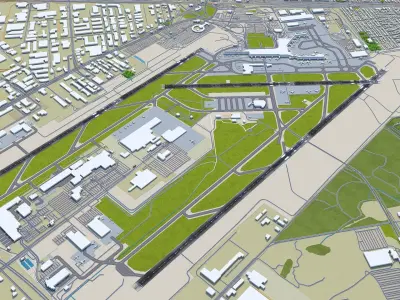 Montreal Pierre Elliott Trudeau Airport 10km Low-poly 3D model