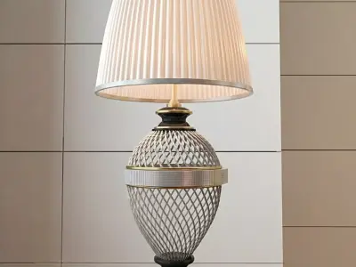 Luxury Lattice Base Table Lamp with Pleated Shade 3D model