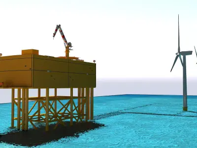 Offshore Wind Farm Scene 3D model