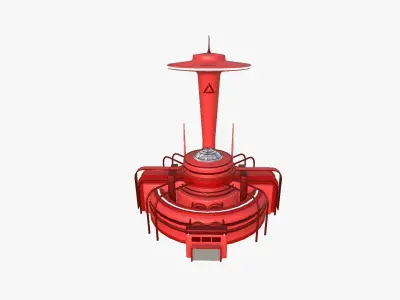 SciFi Facility D05 Red - Sci Fi Exterior Design Low-poly 3D model