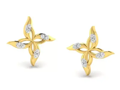 Gold Diamond Women Earring 3D print Model 3D print model 190