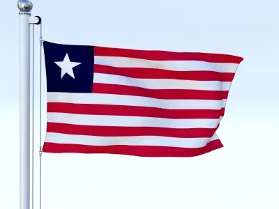 Animated Liberia Flag Low-poly 3D model