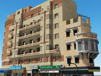 Building apartment in city Low-poly 3D model