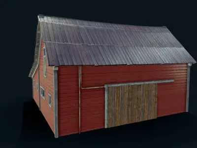 Farm Red Barn Low-poly 3D model