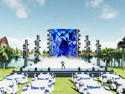  3d stage design for year end party 2024 - 7 design 3d model  Texture