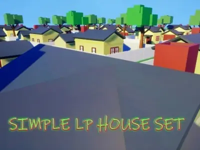 Simple LP House Set Low-poly 3D model
