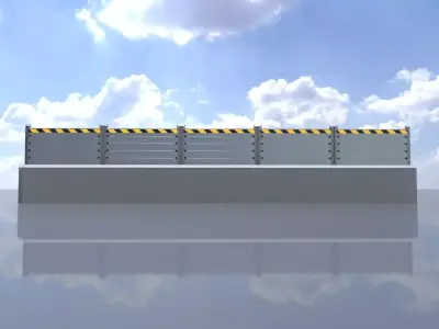 Aluminum flood protection wall with concrete foundation 2m x 10m Low-poly 3D model