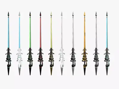 10 SciFi War Lances A Collection - Sci Fi Weapon Design 3D Model Pack