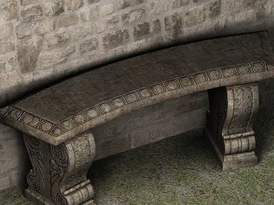 Stone Bench - Low Poly Low-poly 3D model