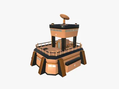 SciFi Facility B04 Orange - Sci Fi Exterior Design Low-poly 3D model
