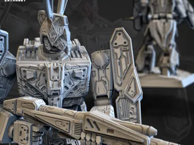 Standing Tank Mech  3D Printable 75mm 3D print model