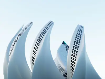 Hotel futuristic building with curves 3D model