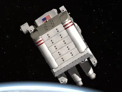 NASA Astronaut with MMU backpack rigged for Maya 3D model