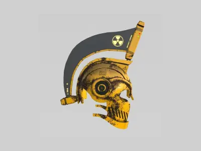 SciFi Spartan Helmet 05 Yellow Security - Character Design Low-poly 3D model