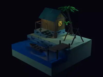 Beach House - Floating Island Artwork 3D print model