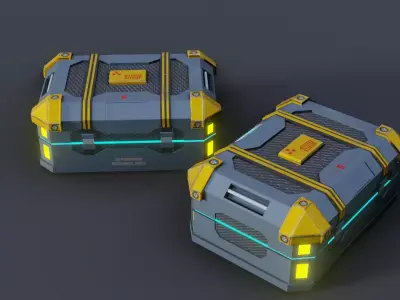 Sci fi Crate Game Ready PBR Textures Low-poly 3D model Low-poly 3D model