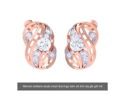 30 Women studs mesh Earrings 3dm stl 3mf obj  3D Model Pack