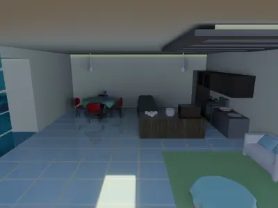high tech living room  Low-poly 3D model