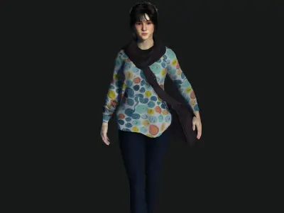 AAA 3D BEAUTIFUL TEENAGE GIRL CASUAL -REALISTIC CHARACTER Low-poly 3D model