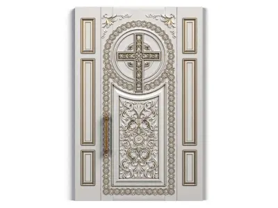 Door0024 wooden door with ornate design 3D model