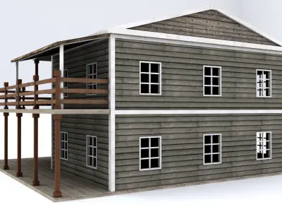 Hotel wooden house Low-poly 3D model