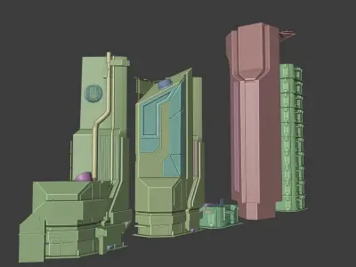 futuristic buildings  3D model