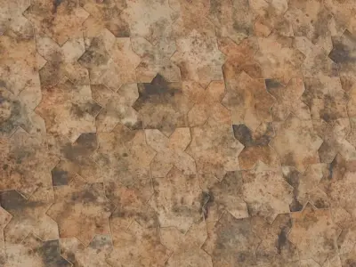  Ancient Sandstone Islamic Star Pattern Tiles PBR Seamless Texture