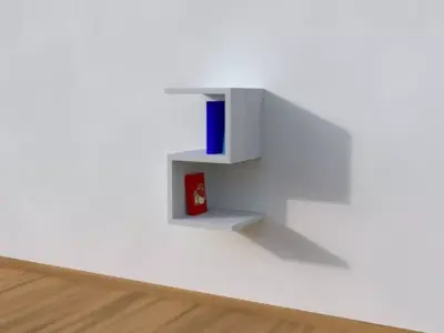 White painted wooden bookshelf Free 3D model