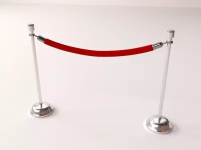 Stanchion rope barrier 3D model