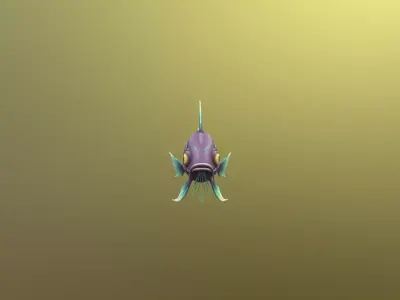 Low Poly Stylized Abyssal Void-Fin Fish - PBR Low-poly 3D model