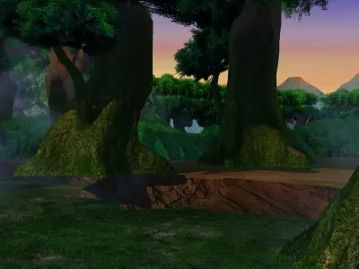 forest path tree park village 3D model