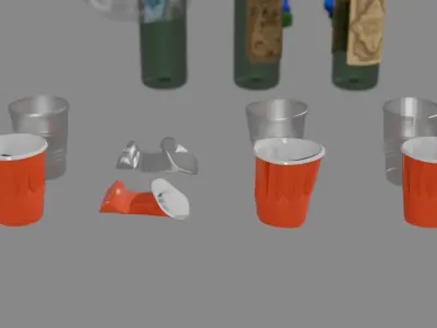 Street garbage and more Low-poly 3D model